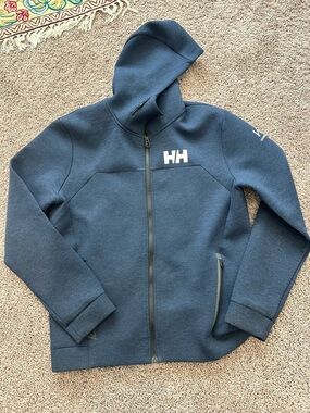 Helly Hansen HH Zip Up Hoodie XL Blue Tech Jacket Full Zip Athletic